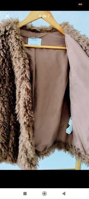 Casaco Bershka  Efeito Pêlo Castanhk