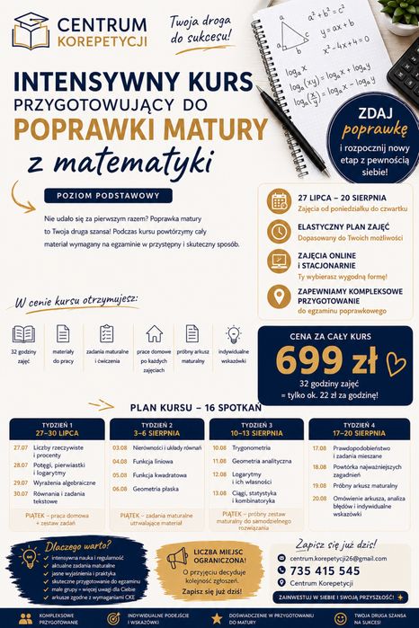 Kurs poprawkowy z matematyki
