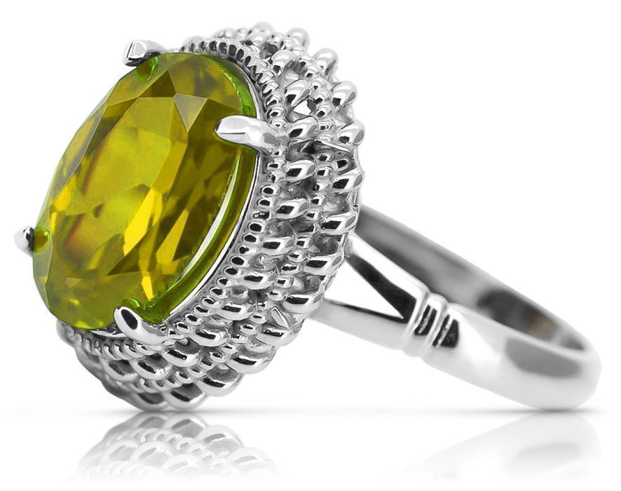 Srebrny pierścionek Rosyjski 925 z Peridotem vrc068s Vintage Wrocław