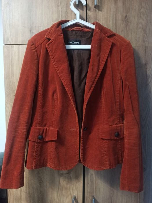 Sztruksowy żakiet ceglasty xl
