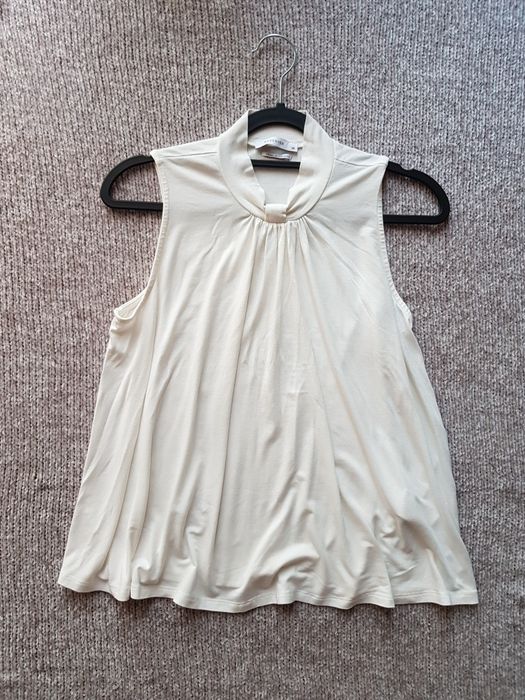 Nowa kremowa bluzka basic S/M Reserved super materiał swobodny fason bez rękawów dekolt halter