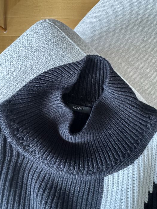 Joseph czarno-biały sweter M 38 Merino półgolf wełna Toteme