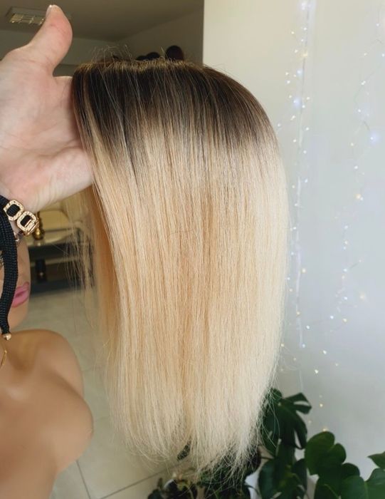 Tupet topper z włosów naturalnych w 100% blond odrost Monika
