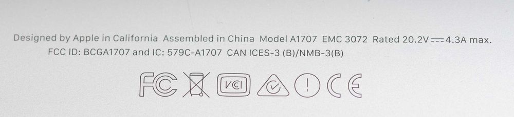 MacBook Pro 15" A1707 i7 16/256, touchbar