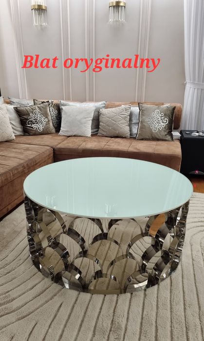 Srebrny stolik 100cm średnicy