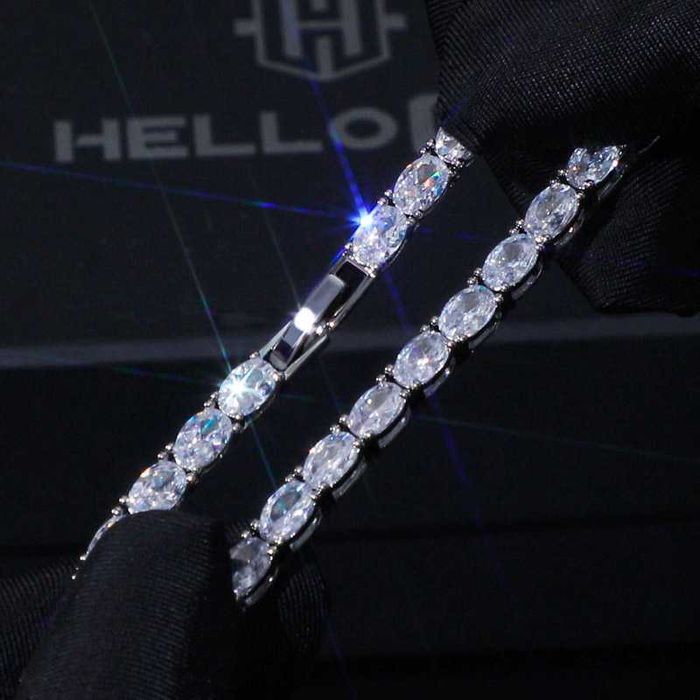 Łańcuszek tenisowy HELLOICE 4mm w kolorze białego złota