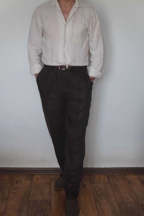 Letnie Spodnie 100% LEN Zara Głęboki Brąz | Rozmiar 38 175/76 | NOWE Z METKAMI