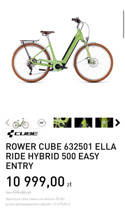 Raty0%, 12 m-cy gw. CUBE (L)  ella RIDE HYBRID BOSCH, 200km, 29’ [350]