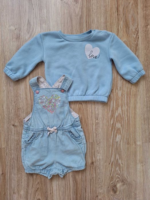 Bluza love i spodenki na szelkach 74 cm