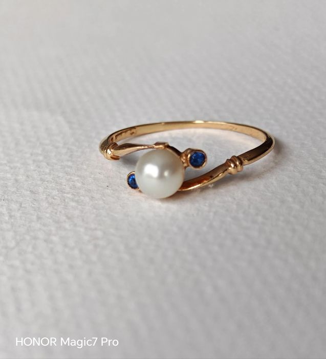 Pierścionek, złoto 18k, perła.