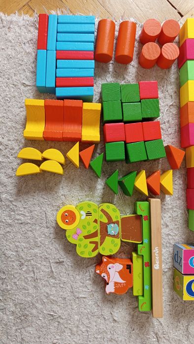 Klocki drewniane piankowe magnetyczne, domek - duży zestaw