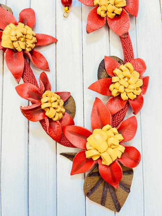 NASZYJNIK skórzany w stylu boho, HANDMADE