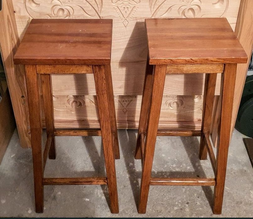 Zestaw Taboretow Drewnianych 2 Sztuki