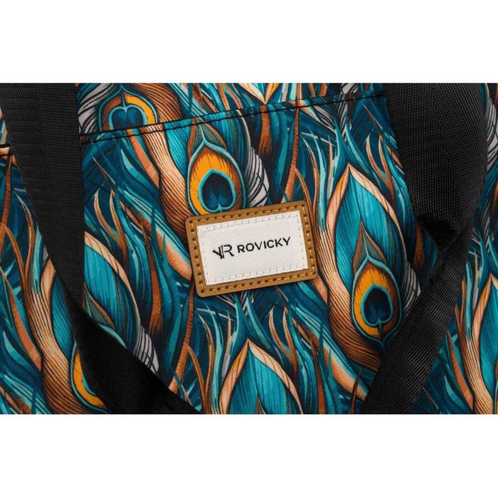 damska torebka shopper z tkaniny na ramię w pawie pióra - rovicky