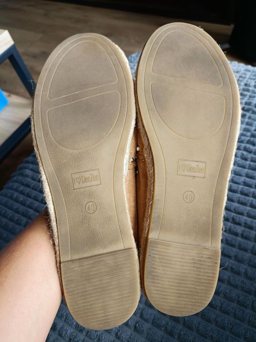 Brązowe espadryle srebrne dżety lekkie słomkowe na lato DeeZee r.40