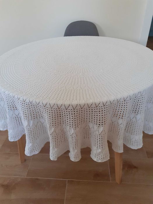 Toalha redonda grande crochet à mão