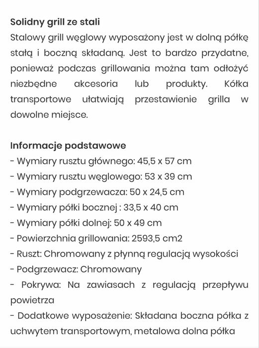 Grill stalowy węglowy duży