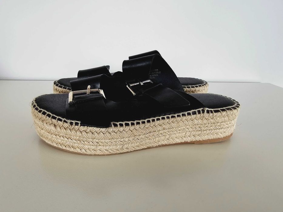 Czarne buty klapki espadryle damskie na platformie Made in Spain r. 38