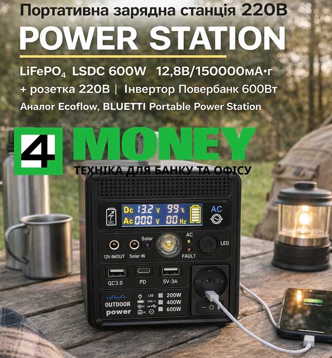Зарядная станция POWER STATION Lifepo4 LSDC 400W инвертор с розеткой