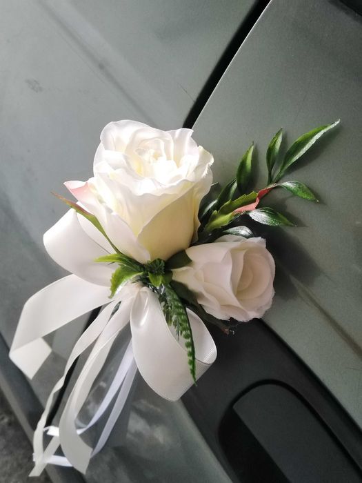 Dekoracja samochodu na ślub premium 4 szt komplet