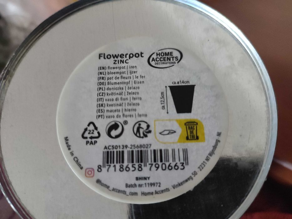 Doniczki metalowe osłonki 3 sztuki 12,5x14 cm