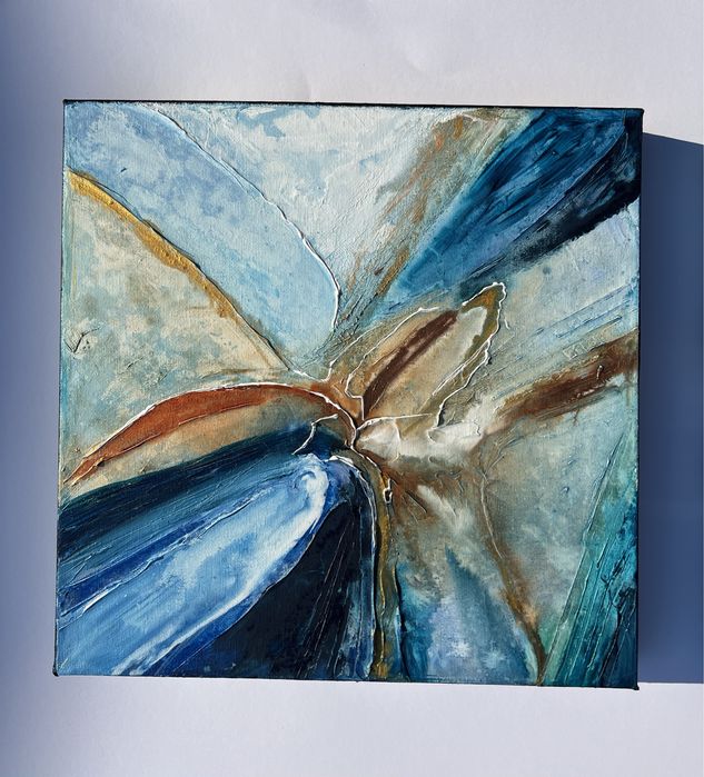 Dyptyk akryl abstrakcja niebieski 29/29cm
