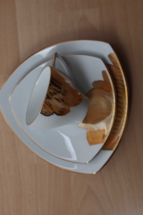 Filiżanka Chodzież porcelana do herbaty, złocona wersja export 3 cz