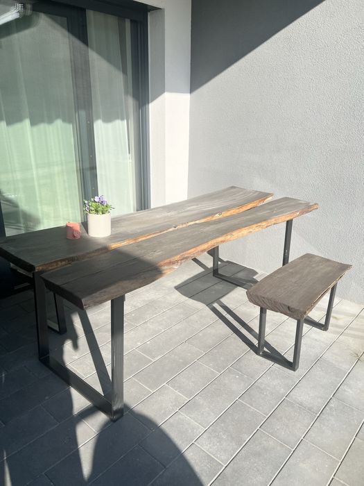 Stół ogrodowy drewno z metalem