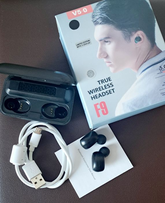 Słuchawki bezprzewodowe F9 - ZESTAW - bluetooth 5.0