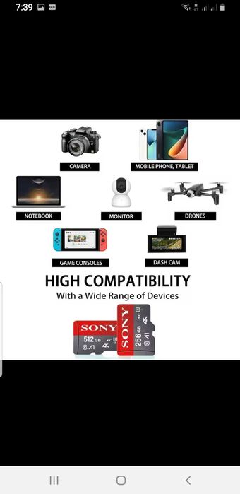 Продам micro CD карты памяти SONY 512 GB 1024GB