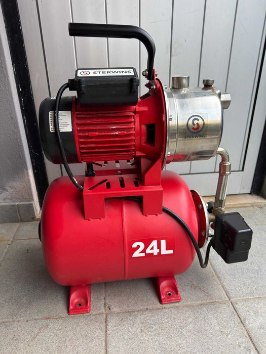 Bomba de Água Sterwins 24L 1100W com Depósito de Pressão – A Funcionar
