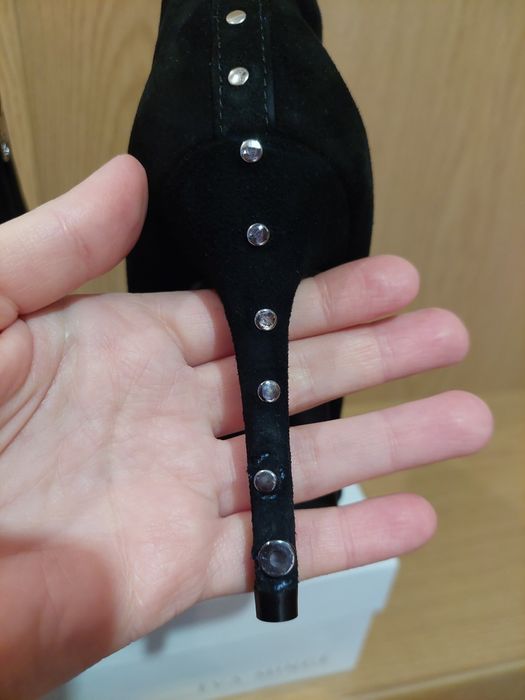 Botki czarne na szpilce zamszowe 38 dżety Eva Minge