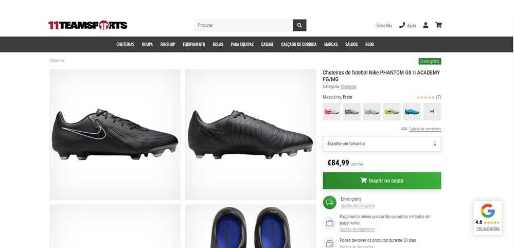 Nike Phantom Chuteiras pretas Tam 38,5