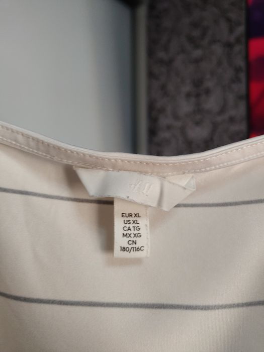 Body na ramiączkach kremowe ecru w czarne paski xl 2 xlh&m