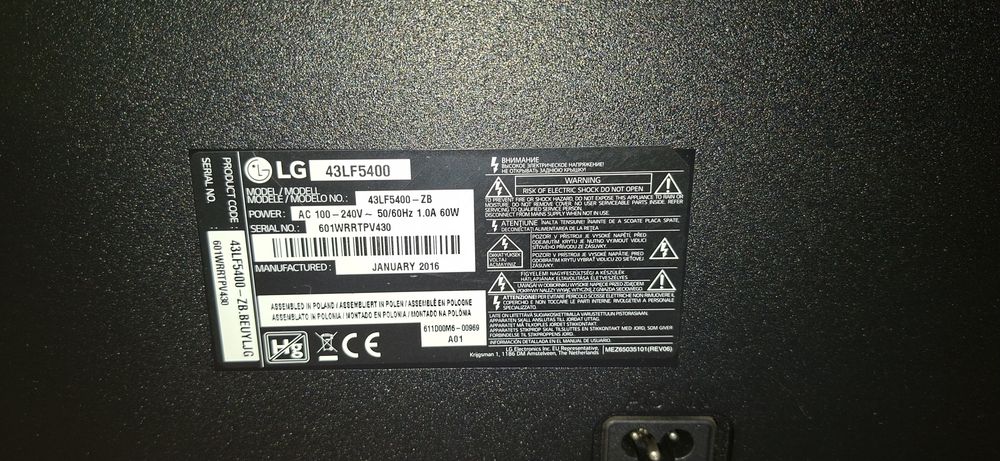 TV LG 43LF5400 – avariada / para peças