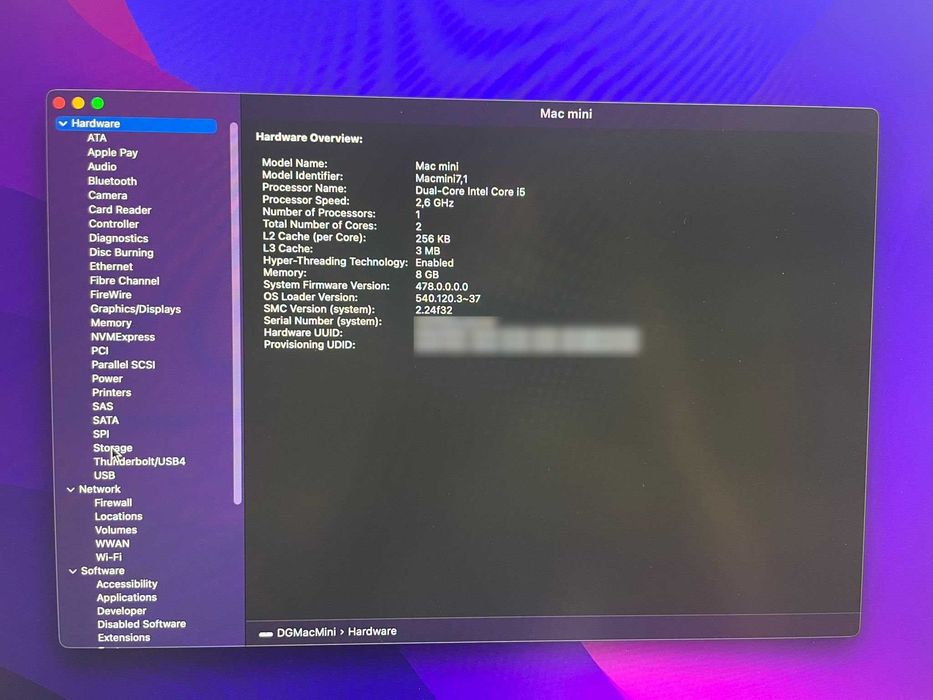 Mac Mini 2014 i5 2.6GHz 8GB RAM SSD Samsung 860EVO 500GB