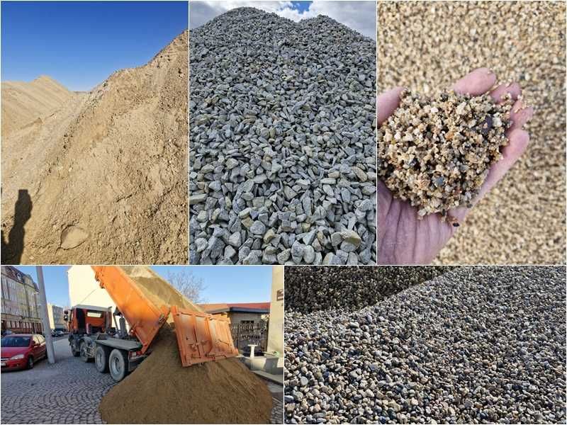 grys pospółka piasek płukany żwir kamień tłuczeń kruszywo humus drenaż