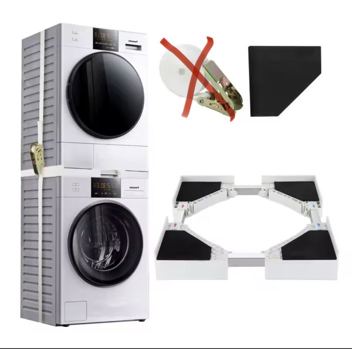 Estrutura de empilhamento para máquina de lavar ou secar roupa