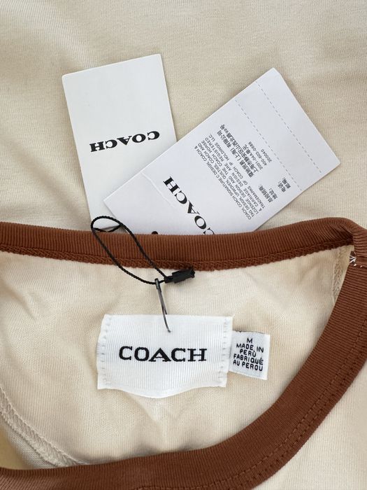 нова бежева футболка coach M(38) молочна щільна прямий крій slim fit