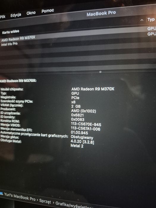 Macbook Pro 2015 i7 AMD Radeon R9 M370X