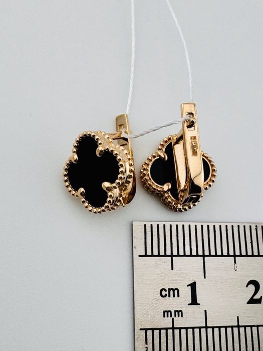 Сережки з оніксом нові - стиль «Van Cleef»