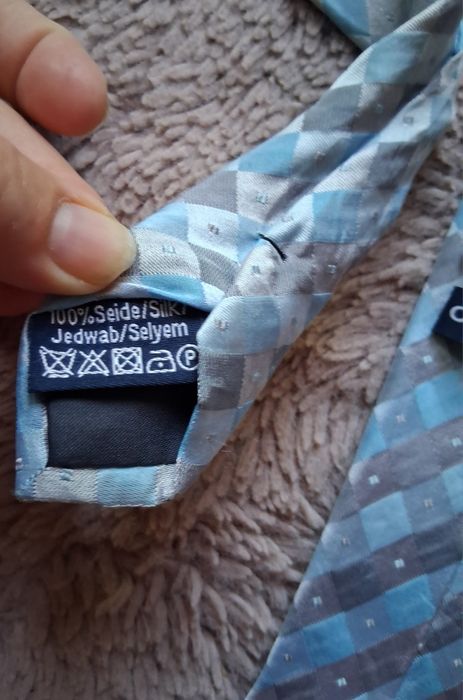 Krawat jedwabny Casa Moda ,błękitny turkusowym szary