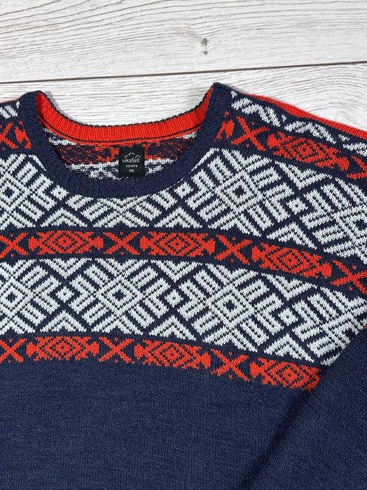 VIKAFJELL sweter wełniany z wełną skandynawski norweski góralski XXL