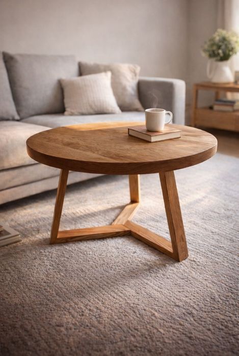 Unikalny stolik kawowy wykonany z drewna dębowego