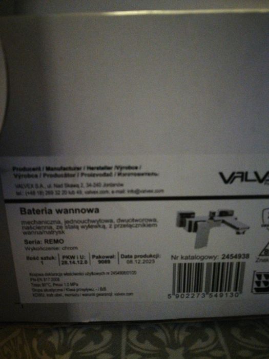 Bateria wannowa ścienna VALVEX
