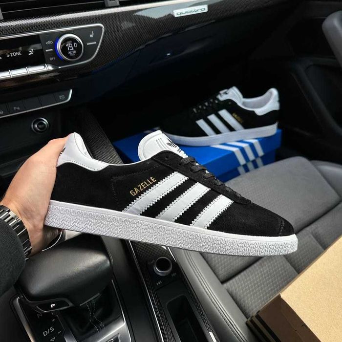Кросівки Adidas Gazelle чорні з білим чоловічі розміри 41-45 розпродаж