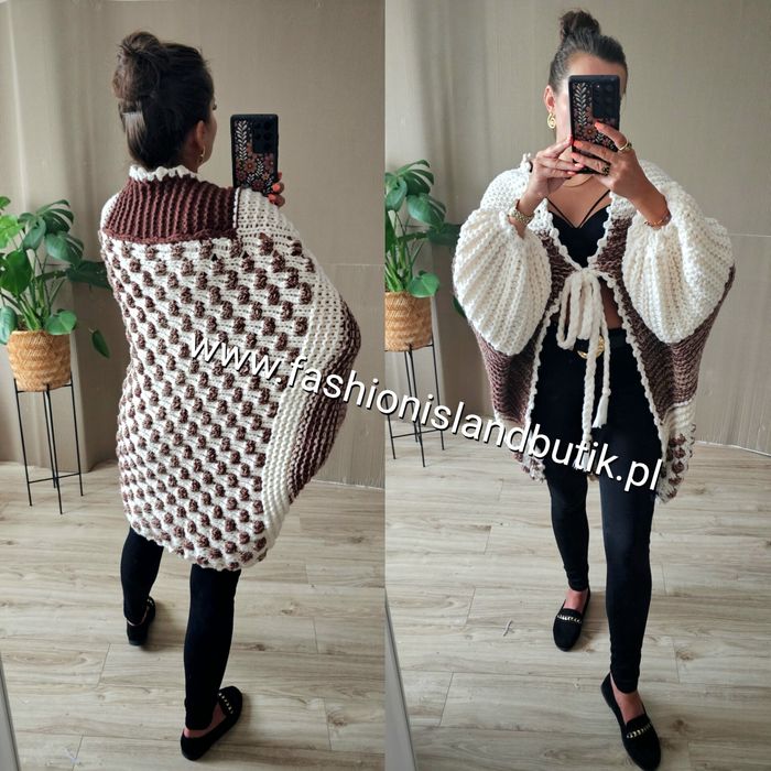 Ręcznie robiony duży sweter