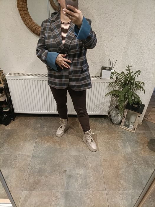 Marynarka żakiet by o La La , krata brąz błękit, beż , uniwersalny