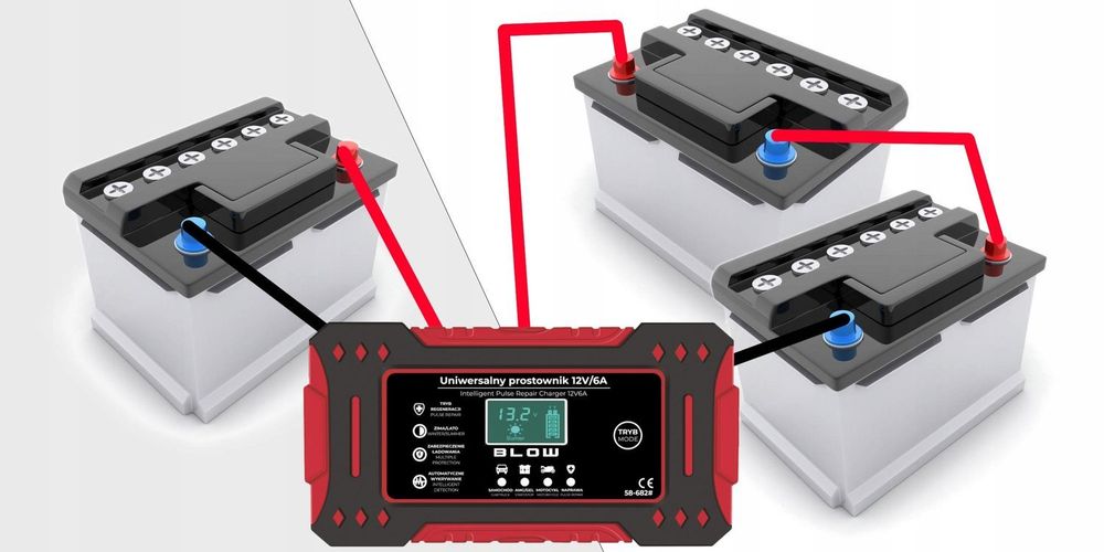 ŁADOWARKA elektroniczna akumulatora 12V 6A LCD wyświetlacz