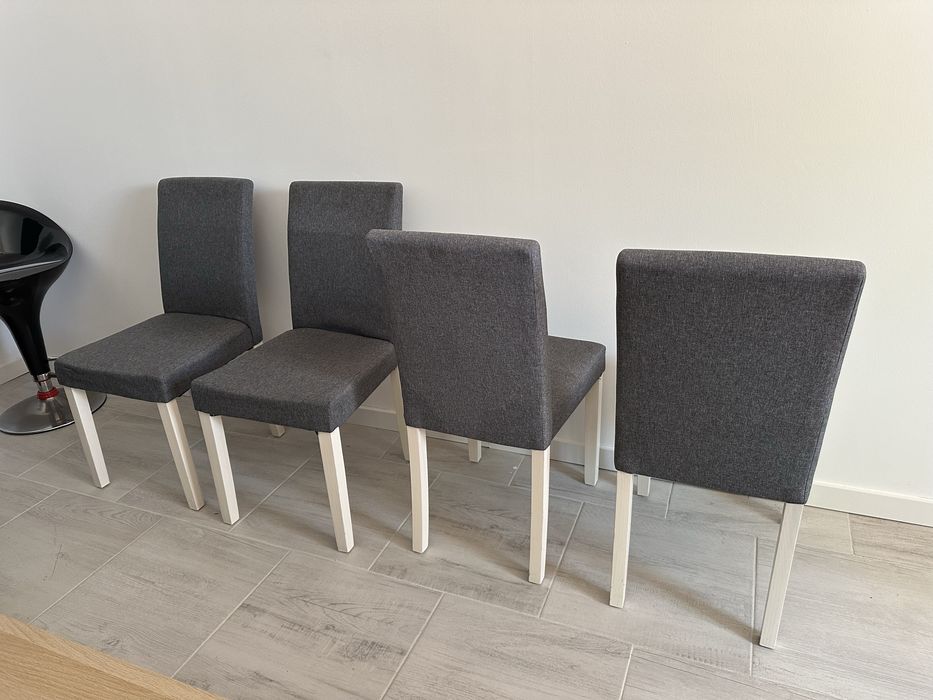 Conjunto de 4 Cadeiras de Sala / Jantar – Cinzento e Branco